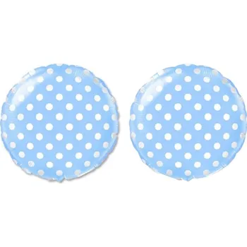 Balónek FLEXMETAL Balón foliový - kulatý, modrý s bílými puntíky, 45 cm, 2 ks