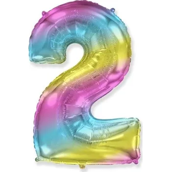 Balónek Balón foliový číslice duhová - rainbow - 102 cm - 2