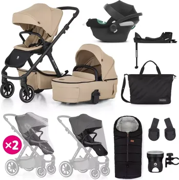 Dětské zboží PETITE&MARS Kočárek kombinovaný ICON 2v1 XXL RWS + CYBEX Aton B2 i-Size + základna Mocha Beige