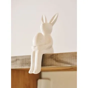 Velikonoční dekorace Sinsay - Velikonoční figurka sedícího zajíce s vajíčkem - bílá - 831JG-00X - 831JG-00X-ONE