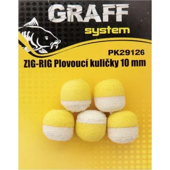 Volný čas Graff Zig-Rig Plovoucí kulička 10 mm Žlutá/Bílá 2 × 5 ks