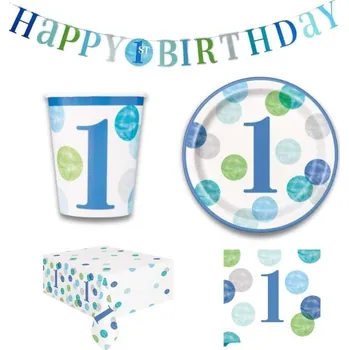 GODAN Dětská narozeninová sada 1.narozeniny kluk, 10 osob