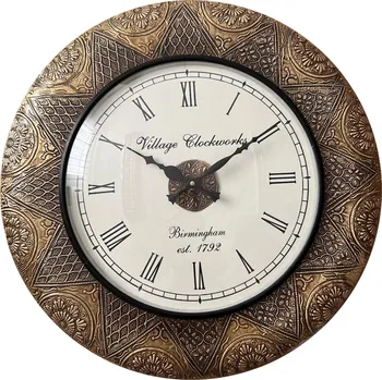 Hodiny LAKŠMI - indický nábytek Nástěnné hodiny průměr 45 cm, vzor 2