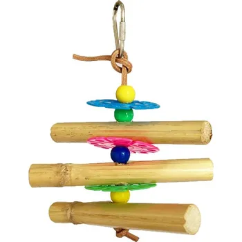 Pro ptáka Terra International Křupavé bambusy s plastovými disky a kuličkami na kůži 16 × 13 cm