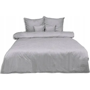 Povlečení Povlečení damaškové 160x200 šedé jednobarevné 1 cm s proužky Matex