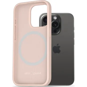 Pouzdro na mobilní telefon AlzaGuard Silicone Case Compatible with Magsafe pro iPhone 15 Pro růžový