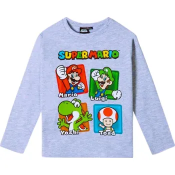Pánské tričko Super Mario - dětské tričko 104 cm, šedé