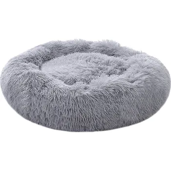 Pelíšek pro psa Annam kulatý pelíšek s dlouhým chlupem šedý 80 × 80 cm