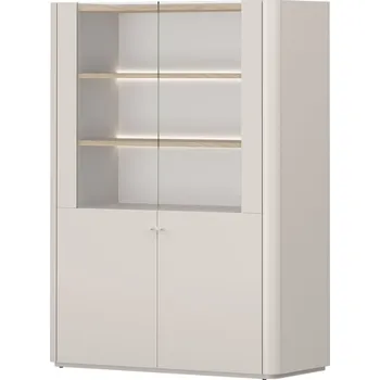 Knihovna Vitrína Elivo - Meble Bogart kašmír / olejovaný dub 100x137.5 cm