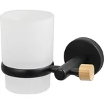 Spirella Nástěnný kelímek na zubní kartáčky IANA, bambus, ocel, matně černý