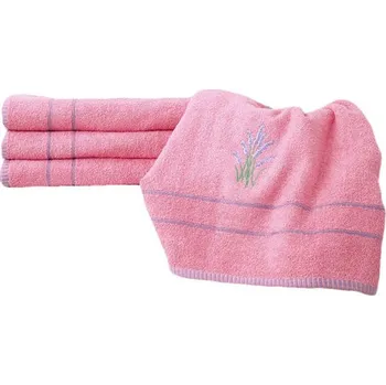 B.E.S. PETROVICE Osuška s výšivkou Levandule 65 × 130 cm, starorůžová