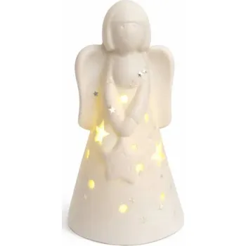 Velikonoční dekorace DECOLED LED svítící anděl keramický 5,5 × 5,5 × 10 cm, teple bílá, 2× LR44