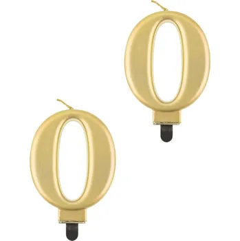 Godan Narozeninová svíčka na dort - 0 - metalická zlatá - 8 cm - 2 ks