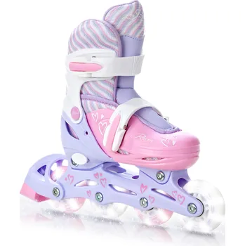 Kolečkové brusle RAVEN Kolečkové brusle Raven Loret, svítící kolečka 30/33 BÍLÁ|FIALOVÁ|RŮŽOVÁ