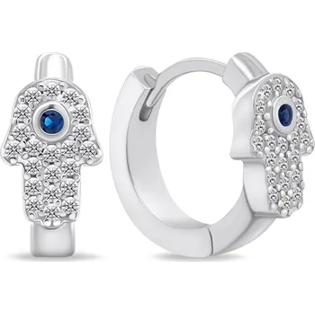 Oblečení a móda Brilio Silver Moderní stříbrné kruhové náušnice Hamsa EA667W (Ag 925/1000, 2,6 g)