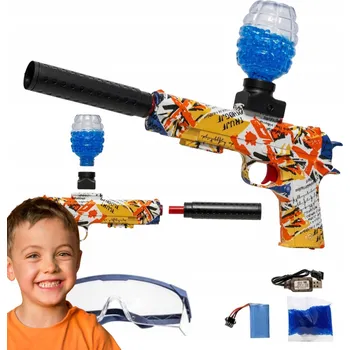 Dětská zbraň AUTOMATICKÁ PISTOLE NA GELOVÉ KULIČKY A ŠIPKY 2V1 ELEKTRICKÁ BEZPEČNÁ