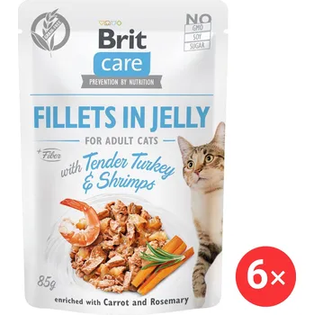 Krmivo pro kočku Brit Care Cat Fillets in Jelly with Tender Turkey & Shrimps 6 × 85 g