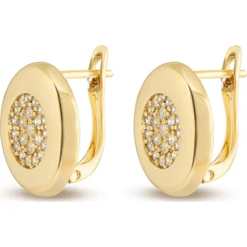 Náušnice Biju Pozlacené náušnice 14K visací, lesklé kolečko vyskládané zirkony 1002666