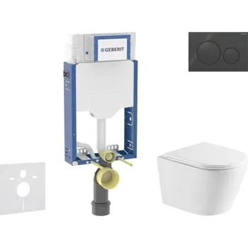 Geberit Kombifix - Set předstěnové instalace, klozetu Nefia a sedátka softclose, tlačítko Sigma20, černá lesk/černá mat SANI15CA5153