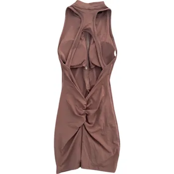 Dámský overall Dámský sportovní overal Ramínka a kraťasy Se zipem ve výstřihu Jednobarevný fitness overal z nylonu a spandexu hnědá M