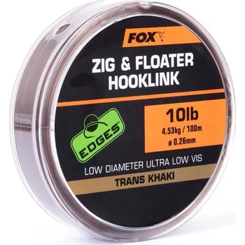Fox Zig and Floater Hooklink Trans Khaki 100 m, 0,26 mm, 10 lb