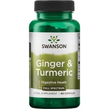 Doplněk stravy Swanson Ginger & Turmeric (zázvor + kurkuma), 60 kapslí