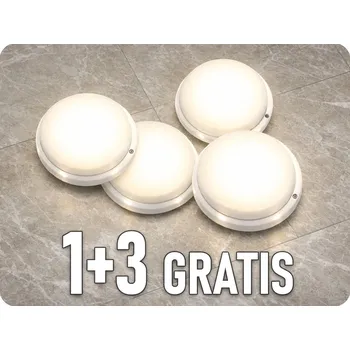 Venkovní osvětlení LED venkovní stropní/nástěnné svítidlo 12W, 1160lm, IP54, 1+3 zdarma! Teplá bílá