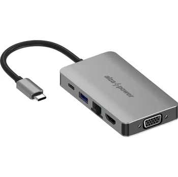 USB hub AlzaPower Metal USB-C Dock Station 6v1 vesmírně šedý