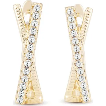 Náušnice Biju Pozlacené náušnice 14K, překřížené linie zdobené zirkony 1002047