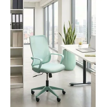 Kancelářská židle světle zelená tkanina síťovina čalouněná otočná židle s nastavitelným sedákem a opěradlem k počítači moderní styl kancelář Beliani