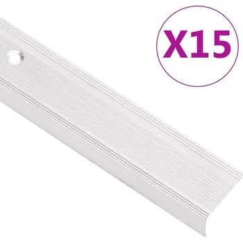 Nášlap na schod Schodové hrany ve tvaru L 15 ks hliník 100 cm stříbrné - 8720286005118