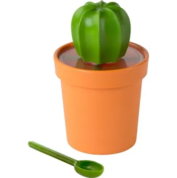 Dóza na potraviny QUALY Dóza na čaj/kávu se lžičkou Cacnister, 360 ml, oranžová-zelená