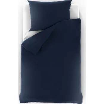 Povlečení Kvalitex Francouzské mušelínové povlečení 1+2, 240 × 200, 70 × 90 cm tmavě modré