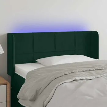 Čelo postele s LED tmavě zelené 93 x 16 x 78/88 cm samet IM_3123275