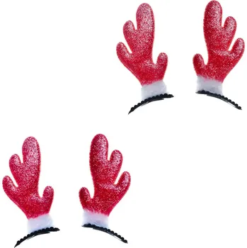 Karnevalový doplněk ARPEX Mini sobí rohy na sponce, červené, vánoce, 4 ks