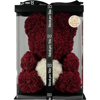 Hračka Medvídárek Big Classic 40 cm - tmavě červený s bílým srdcem