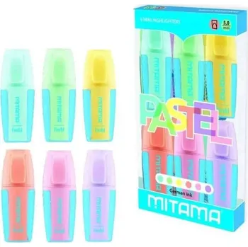 Zvýrazňovač Mitama Mini Pastel 5 mm, 6 ks
