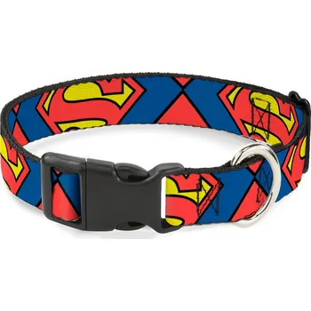 Obojek pro psa Buckle Down Odolný obojek pro psa s plastovou sponou, regular, velikost M, Superman