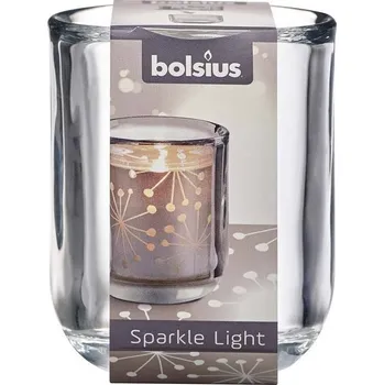 Svícen Bolsius Svícen Sparkle light, čirý, sklo 71 × 87 mm