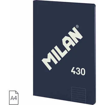 Zápisník MILAN lepený A4 s linkovaným papírem, modrý