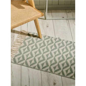 Koberec Sinsay - Koberec s geometrickým vzorem a třásněmi - zelená - 006IB-07X - 006IB-07X-ONE