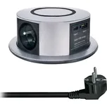 SOLIGHT 3z + USB A+C 20W PD, Wireless 10W, výsuvný blok zásuvek, 2m, stříbrný