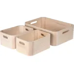H&L Sada 3 ks úložných krabic WoodyBox, světlé dřevo