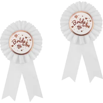 Karnevalový doplněk GODAN Brož pro budoucí nevěstu - bride to be, bílá 2 ks