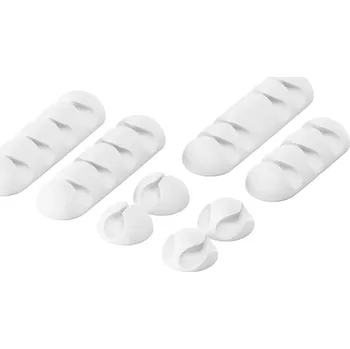 kabelová chránička AlzaPower Cable Clips Mix 8 pcs bílý