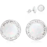 JSB Bijoux Opálky s obtahem White zdobené křišťálovými kameny Swarovski® (Ag925/1000; 1,44 g, kulaté