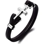 Gaira Kožený náramek s křížem 30255-10 černý