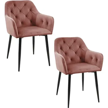 Jídelní židle Set 2x jídelní čalouněná židle ZIBURA - starorůžový / černý
