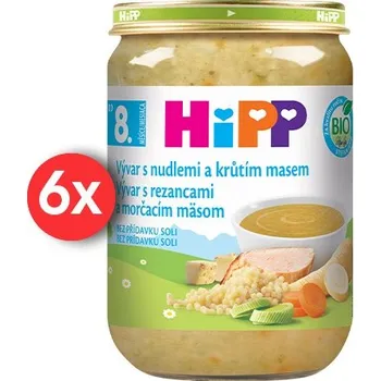 Dětská výživa HiPP BIO Vývar s nudlemi a krůtím masem - 6× 190 g