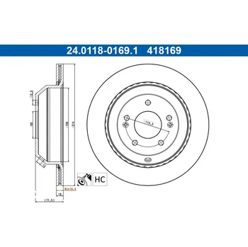 Brzdový kotouč Brzdový kotouč ATE 24.0118-0169.1